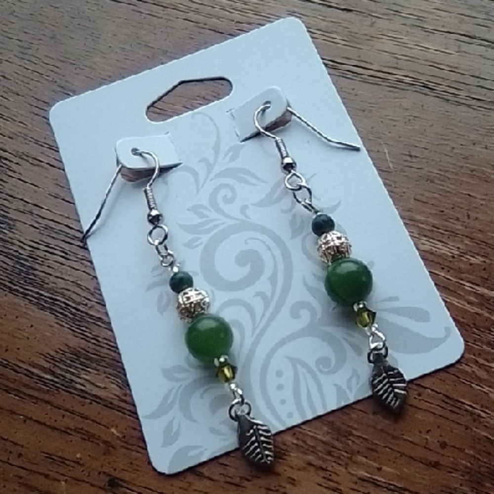 Hand Crafted Jade Crystal Beaded Earrings!!!!